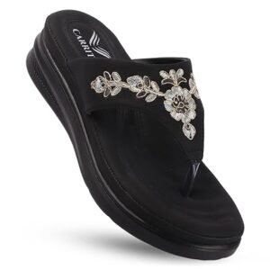 Carrito, Women Wedge Thong Heels | Comfortable Flats | Comfort Orthopaedic Sandals for Women| Doctor Slippers/Flip-Flops | Arch Support & Heel Cushion | Lightweight Anti-Skid Sole | Ultra-Cushioned Shock Absorbing Footbed | Available in Open Toe & Toe Separator Style | Water Resistant